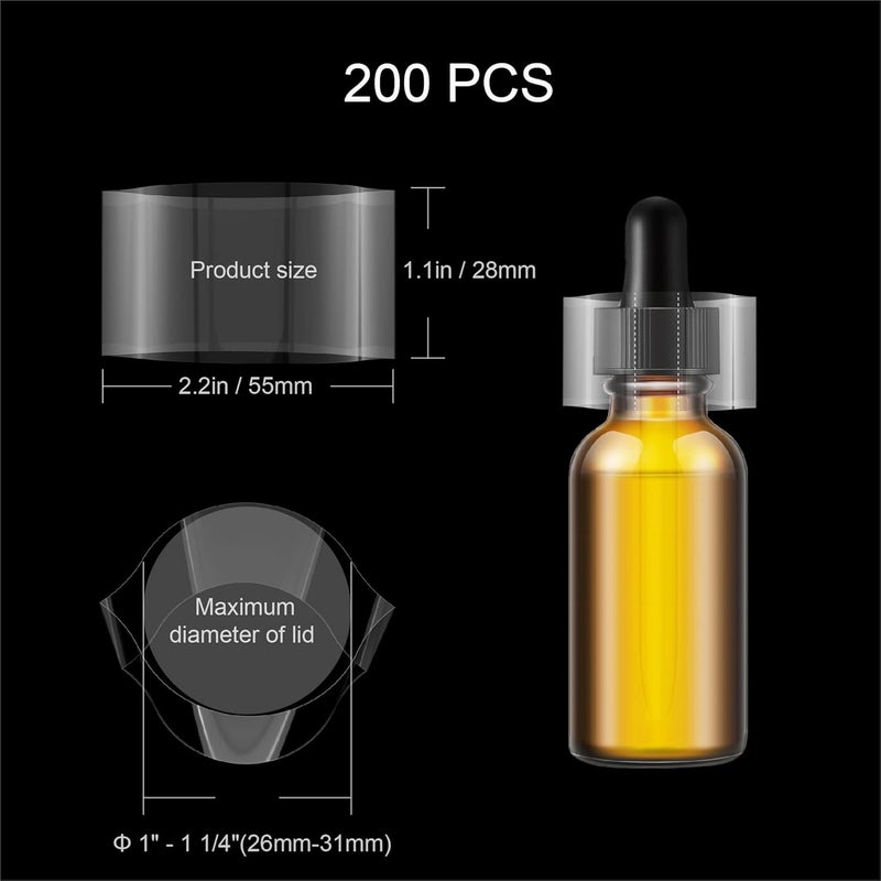 AOUKAR Shrink Wrap Bands for Bottles Jars - Clear Heat Shrink Bottle Seals for Essential Oil Bottle, Lip Balm, Candle, Soap Containers （200 Pieces，2.17 x 1.1 Inch，55 x 28mm） - Image 2